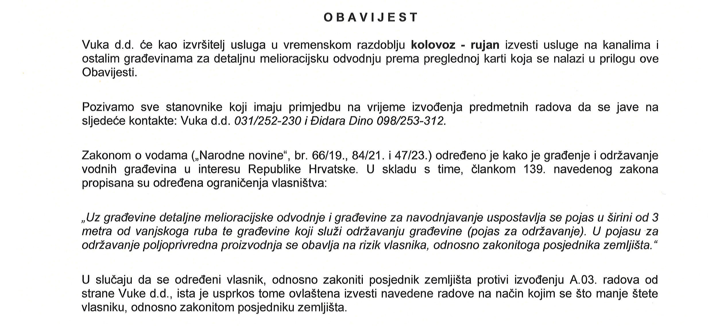 Obavijest Vuka d